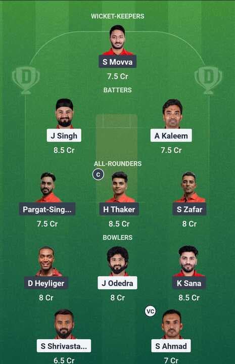 ICC CWC Qualifier League 2 - OMA vs CAN: Dream11 Team